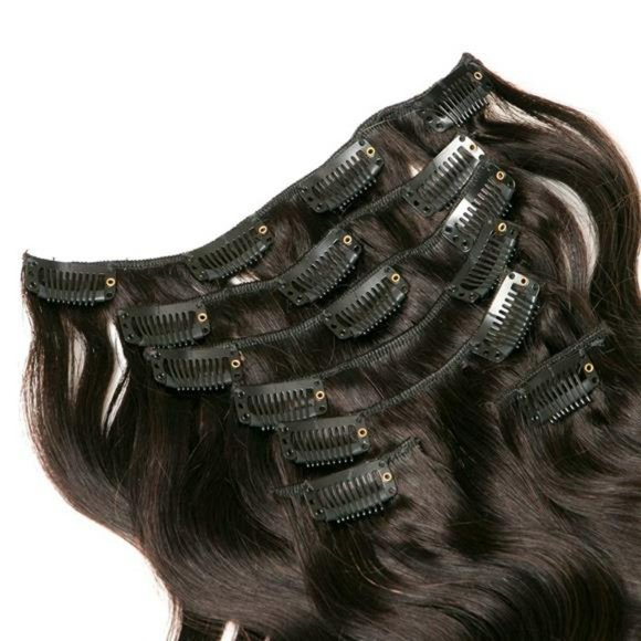 💥Body Wave Clip In Hair Extensions Real Human Hair 1 Set 7 Piece clip ins 100% - Picture 7 of 7